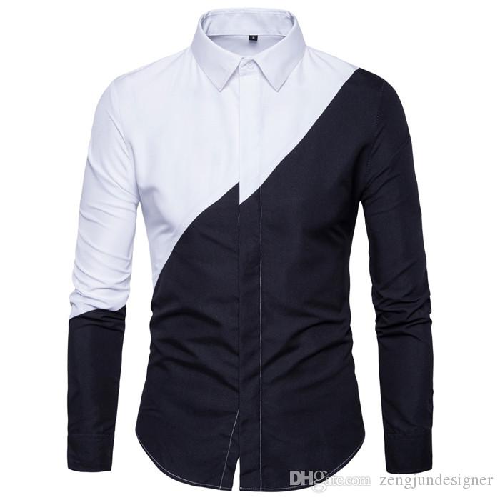 Mens Casual Patchwork Shirts Autumn Designer Solid Color Lapel Neck Long Sleeve Homme Clothing Fashion Style Casual Apparel, White
Mens Casual Patchwork Shirts Autumn Designer Solid Color Lapel Neck Long Sleeve Homme Clothing Fashion Style Casual Apparel, White