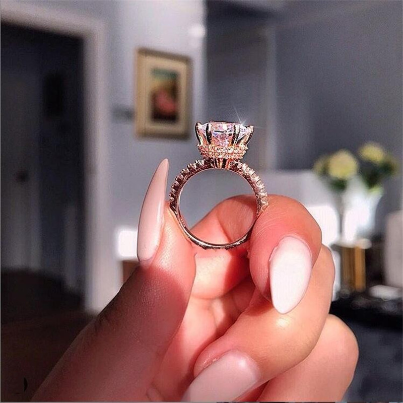 Sterg Sier Rose Gold Topaz Wedding Ring for Women