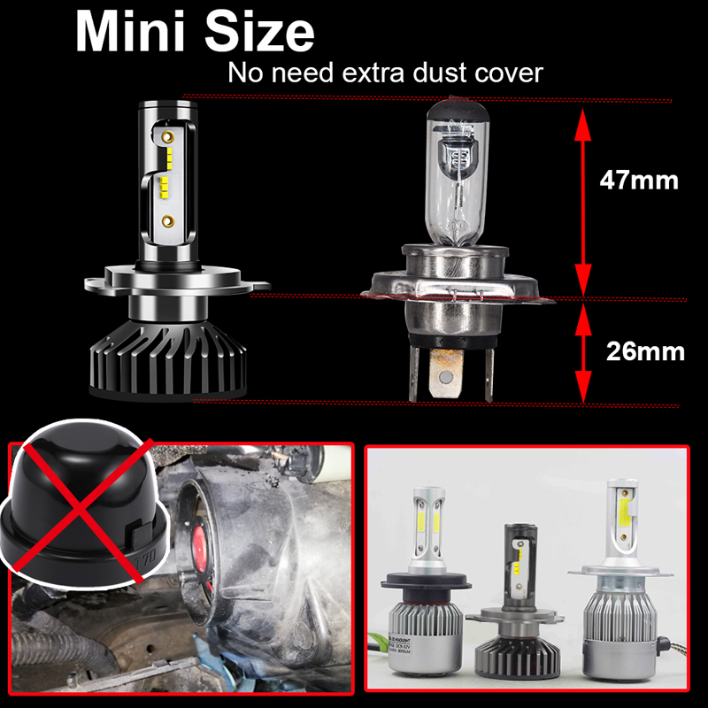 Auto Fog Light 12V Car Headlight H4 LED 3000K 4300K 5000K 6500K 8000K 25000K 9005 9006 LEDs Bulb