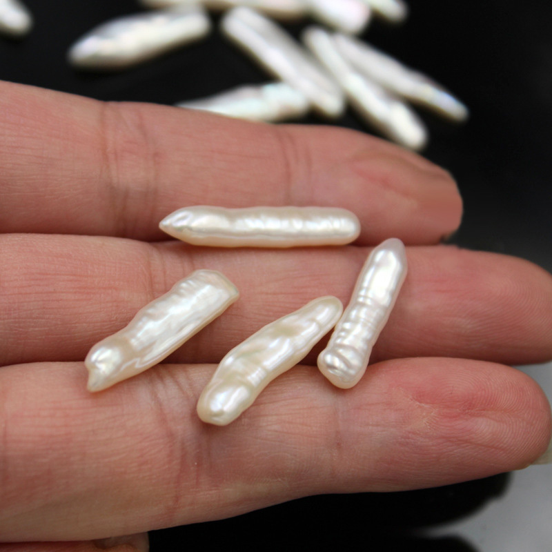 Fashion Trend Gift DIY Pearl Beads Huge Natural Cultured Toothpick Fine Pearl 6*22mm Strand Natural White Long Stick Biwa Pearl Long Beads