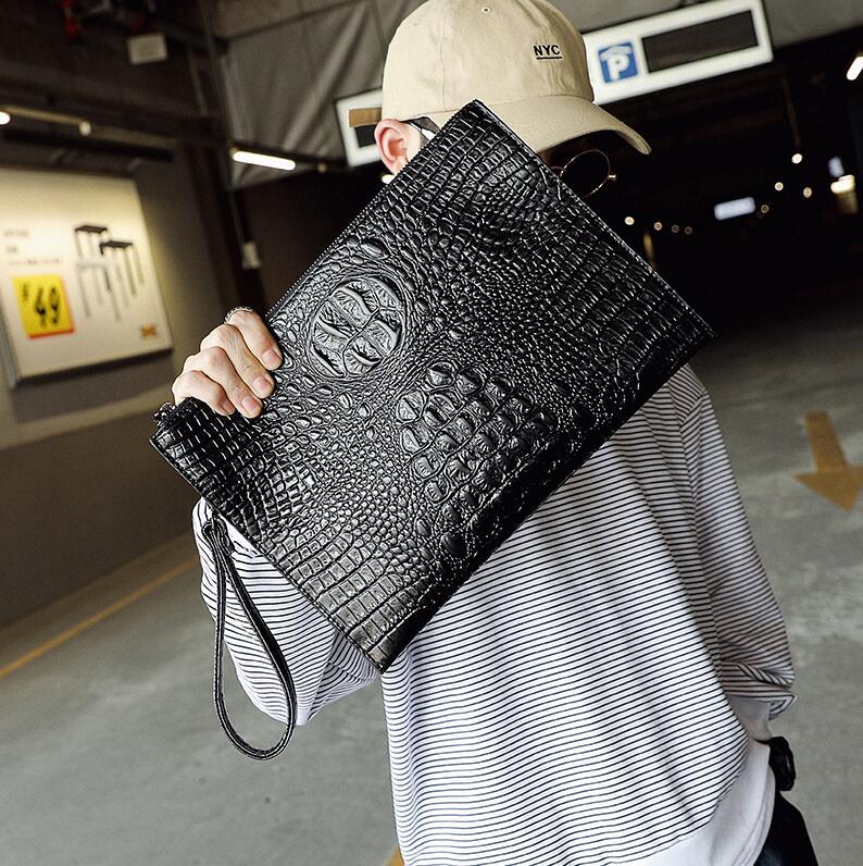 Factory wholesale men bag street trend crocodile pattern mens hand clutch multi-functional leather file bags no fashion leathers wrist handbag, Black(boutique box)
Factory wholesale men bag street trend crocodile pattern mens hand clutch multi-functional leather file bags no fashion leathers wrist handbag, Black(boutique box)