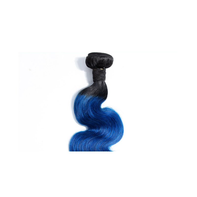 Indian Virgin 3 Bundles Body Wave 1B/Blue Ombre Human Hair Extensions Three Pieces 1B Blue - view 8