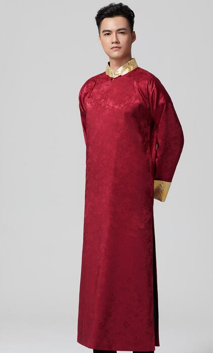 Photo studio Wedding theme Men Clothes Oriental wedding Groomsman costume long gown Cross talk Show Robe For Oversea Chinese