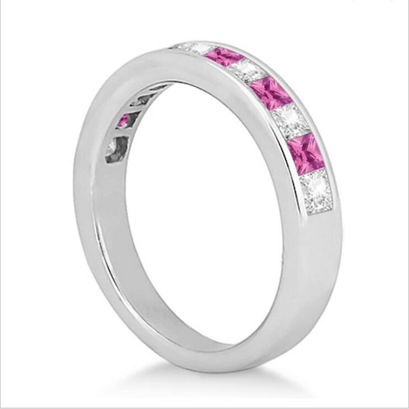 2020 Top Selling Luxury Jewelry 925 Sterling Silver Princess Cut Multi Topaz Gemstones Women Wedding Engagement Band Ring For Lover's Gift