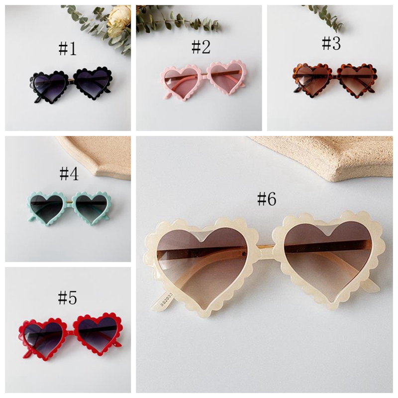 Kids Sunglasses Heart Plastic Pink Sun Glasses Girls UV400 Eyeglasses Boys Beach Glasses Fashion Kids Accessoris 6 Colors DW5312