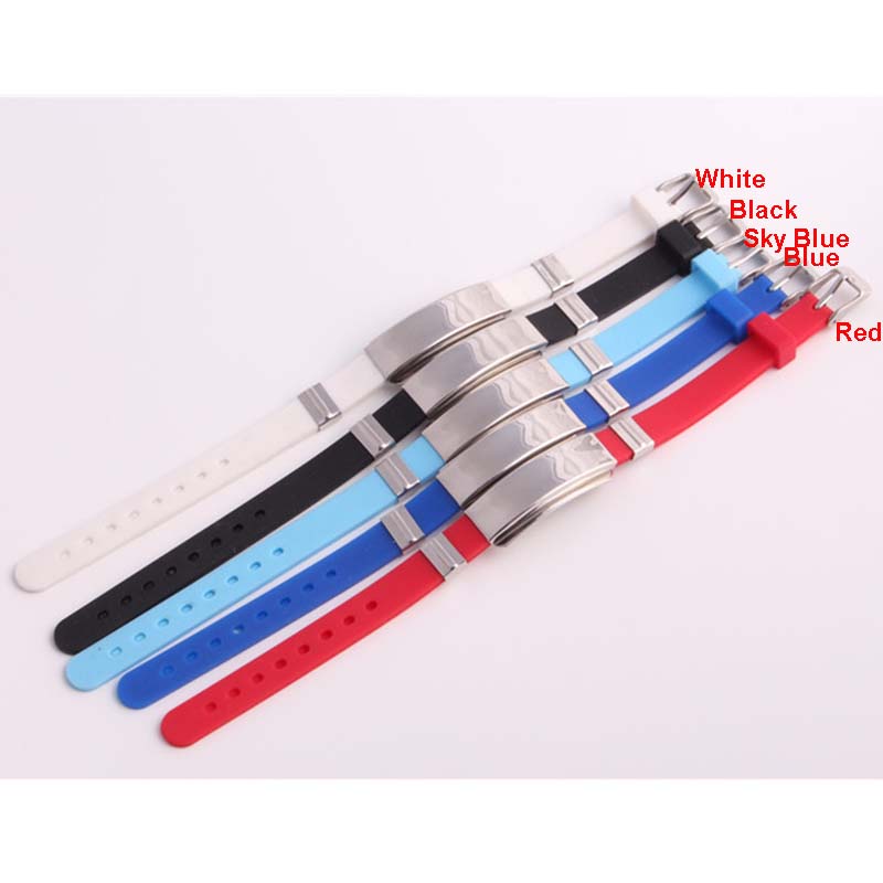 Wholesale- Sport Bracelet for Men Women Stainless Steel Medical Alert ID Tag Wristband Bangles Friendship Gift