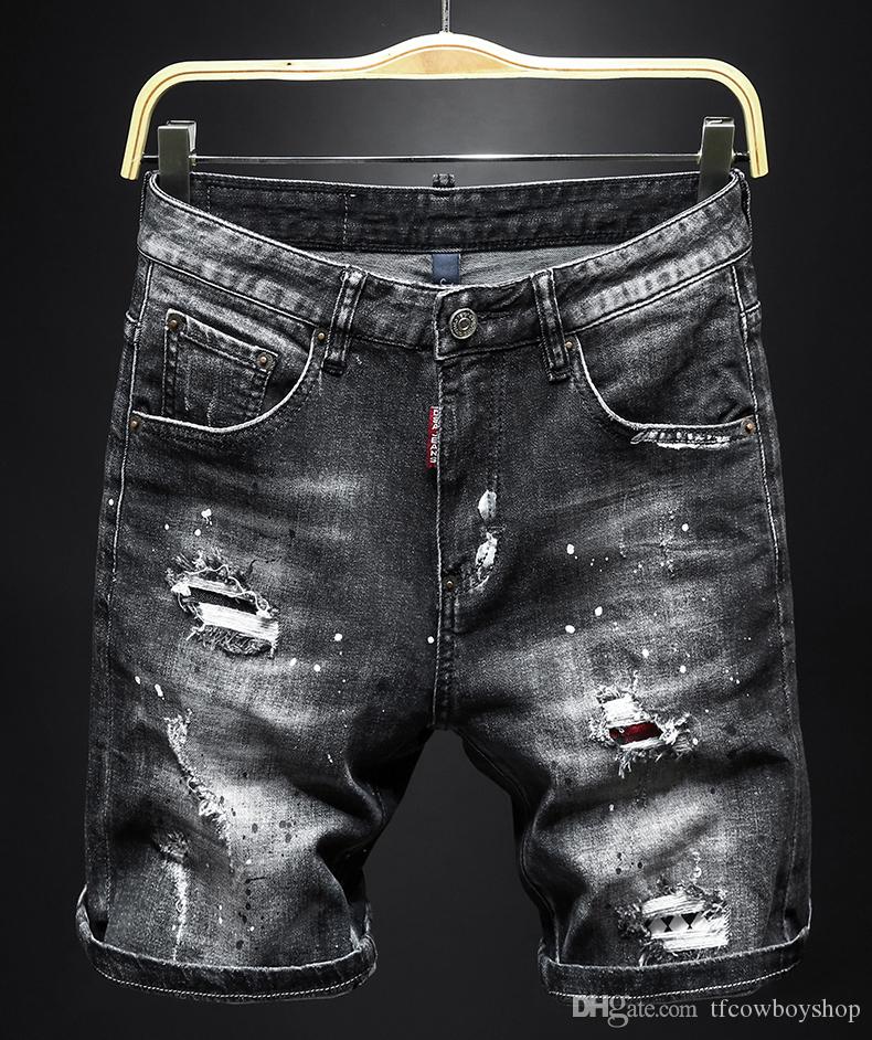 mens designer summer shorts pants 2020 luxury square jeans de designer pour hommes knee length ripped rock revival biker square jeans