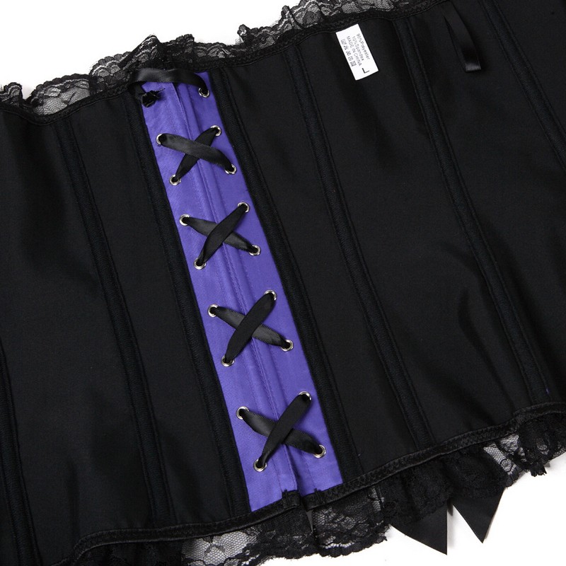 Women's Lace Ruffle Corset Top Sexy Floral with Bows Lace-up Overbust Busiter Plus Size Slimming Waist Cincher Body Shapewears
