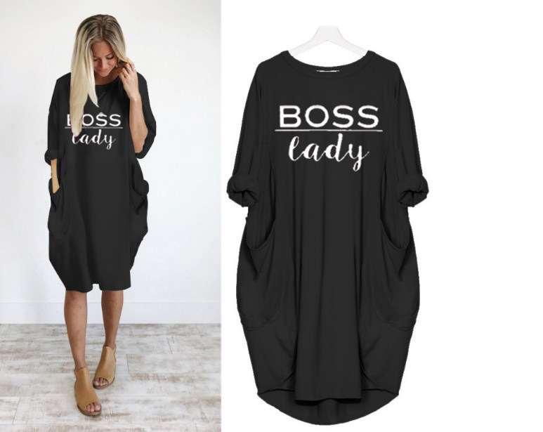 Women Boss Lady Letters Printed Dresses Summer Irregular Designer Crew Neck Plus Size Females Dresses Casual Loose Long Sleeve Clothing, White
Women Boss Lady Letters Printed Dresses Summer Irregular Designer Crew Neck Plus Size Females Dresses Casual Loose Long Sleeve Clothing, White
