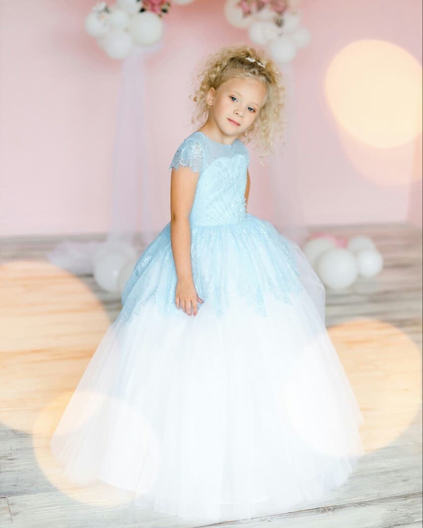 Lace Beaded Cheap Flower Girl Dresses Crew Ball Gown Little Girl Wedding Dresses Cheap Communion Pageant Dresses Gowns F221