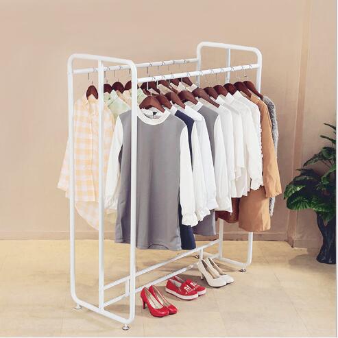 Clothes store hanger Bedroom Furniture display rack Double-row parallel bars floor-to-floor women's cloth shop shelves Nordic simple clothing in 