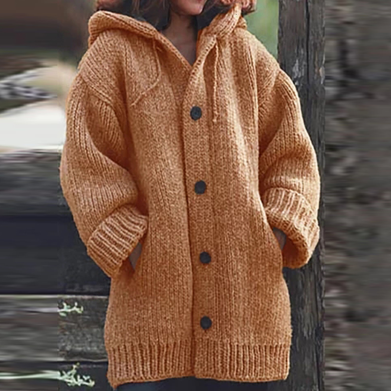 Lipswag 5XL Vintage Loose Pocket Cardigans Sweaters Women Autumn Winter Long Sleeve Button Sweater Casual Plus Size Coat Female V191130