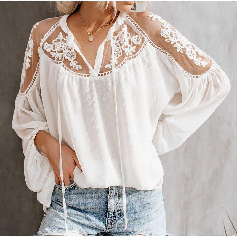 Summer Chiffon Floral Mesh Lace Up Women Blouse Tops Lantern Sleeve Transparent Boho Ladies Casual Solid Tops 2020 Korean Shirts, Black
Summer Chiffon Floral Mesh Lace Up Women Blouse Tops Lantern Sleeve Transparent Boho Ladies Casual Solid Tops 2020 Korean Shirts, Black