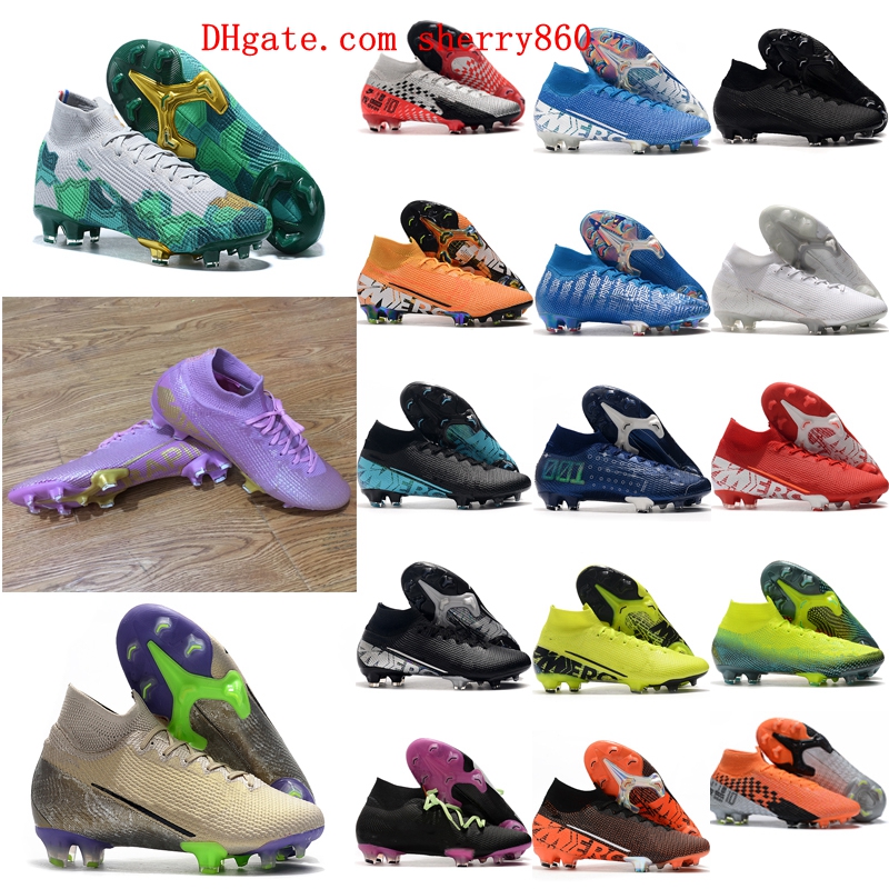 

2021 soccer shoes arrival mens cleats Mercurial Superfly 7 Elite NJR CR7 FG high ankle football boots Neymar ronaldo Tacos de fu, As picture 10