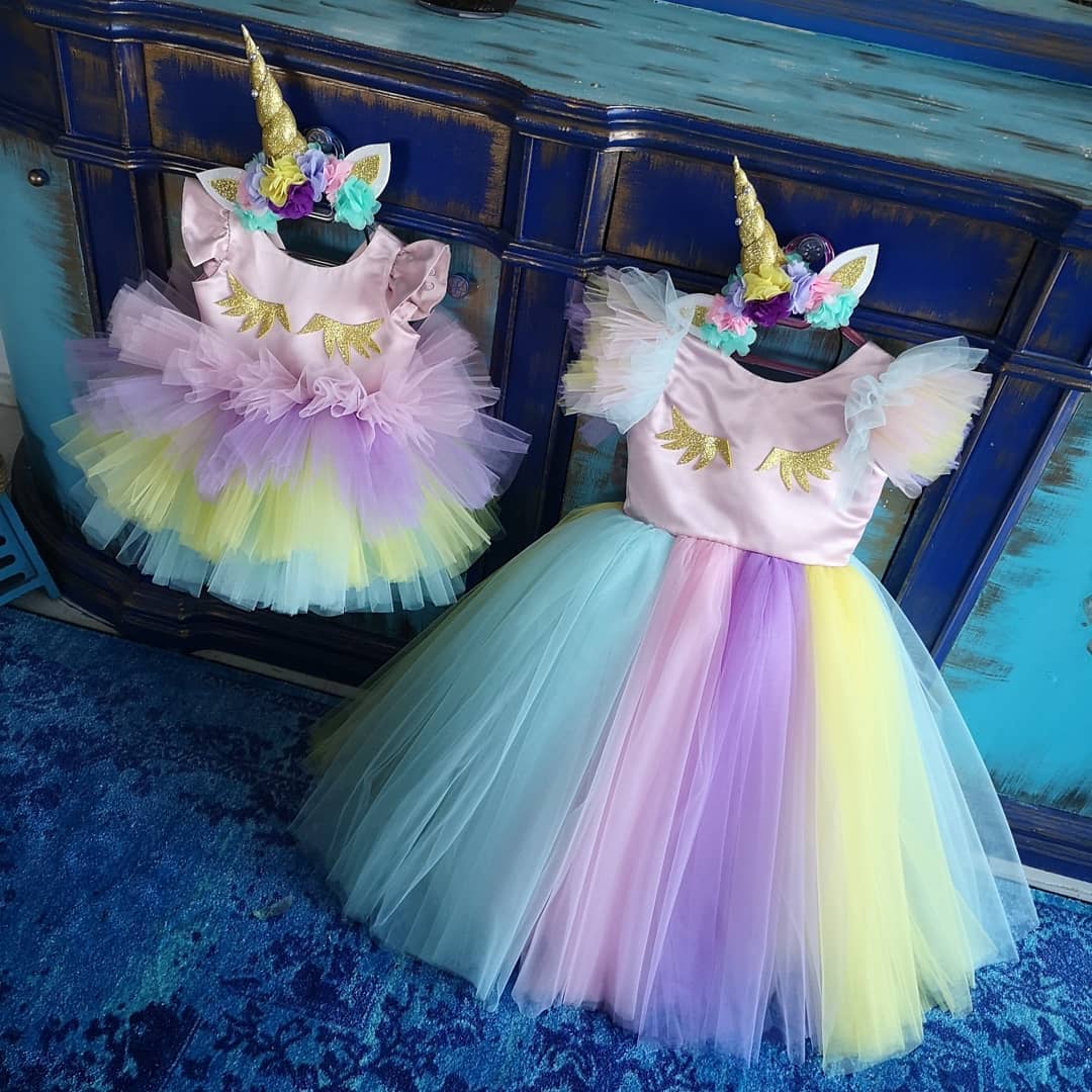 Colorful Lucky Flowers Girls Dresses Rainbow Tulle Ruffles With Bow Toddlers Pageant Gowns Communion Party Dress For Wedding