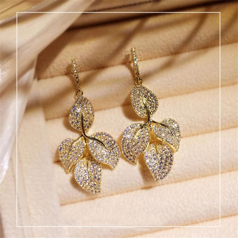 2024 Europe Hot Sterg Sier Gold Leaf Dangle Earrings For Women