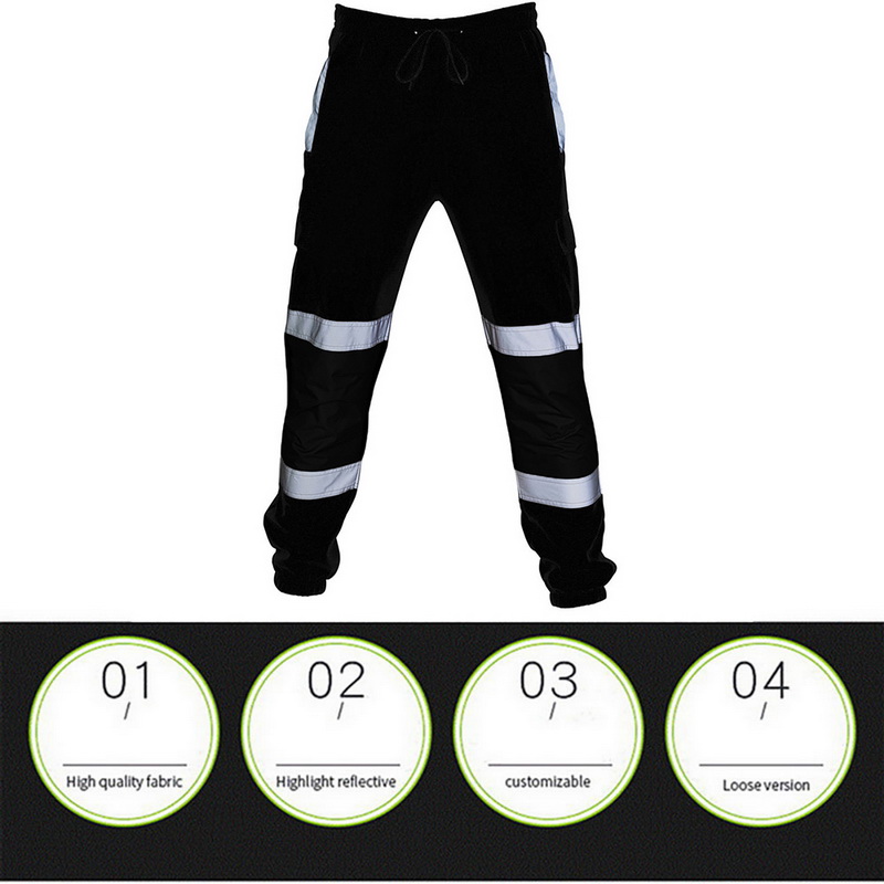 Men Sweatpants Comfortable Joggers Male Trousers Fashion Patchwork Reflective Overalls High Visibility Safe Work Pants