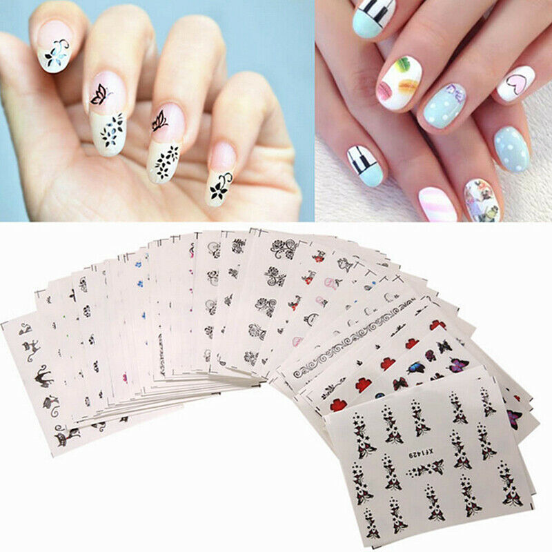 50 Stickers Sheets Mixed Flower Feather Water Transfer Nail Art Sticker Watermark Dec ch.A874