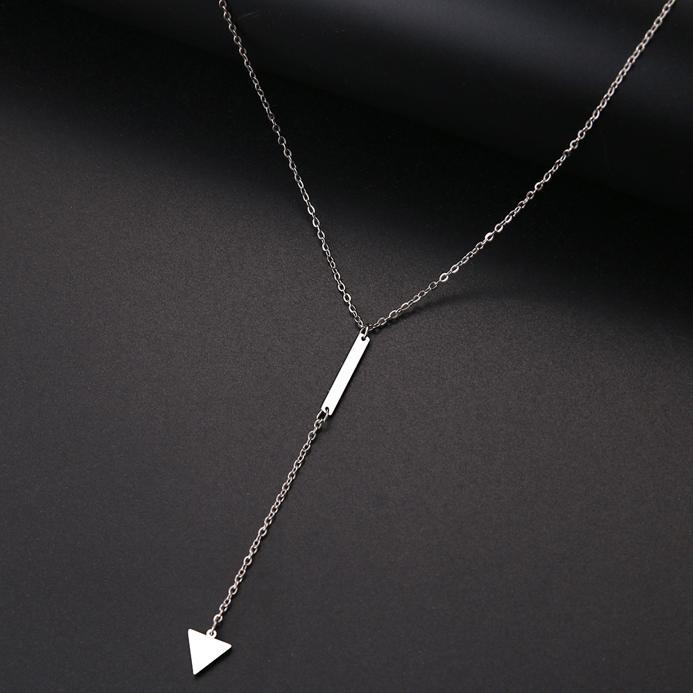 Hot Sale Jewellery Genuine Sumptuous Women Simple Necklace Stick Triangle Pendant New Stainless Steel Fashion Jewelry Girl Bridal
Hot Sale Jewellery Genuine Sumptuous Women Simple Necklace Stick Triangle Pendant New Stainless Steel Fashion Jewelry Girl Bridal