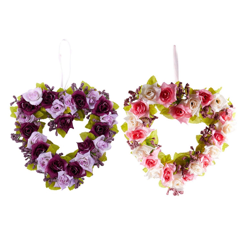 Promotion! 2 Pcs Heart Shaped Artificial Flower Wreath Door Decoration Hanging Wreaths with Silk Ribbon for Wedding Decoration 2, Blue
Promotion! 2 Pcs Heart Shaped Artificial Flower Wreath Door Decoration Hanging Wreaths with Silk Ribbon for Wedding Decoration 2, Blue