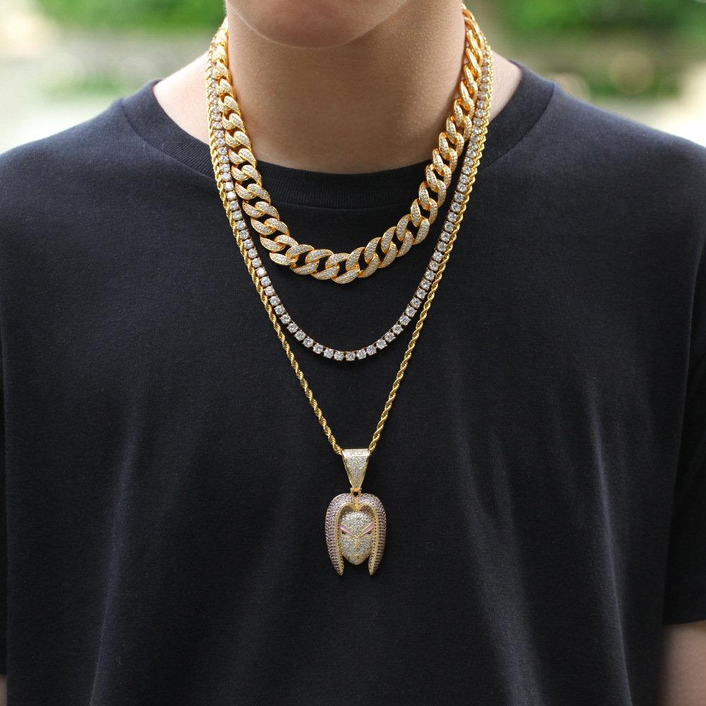 New Personalized Cartoon TRUNKS Portrait Chain Necklace 18K Gold Color Prong Bling Diamond CZ Cubic Zirconia Hip Hop Rapper Jewelry Bijoux Gifts for M