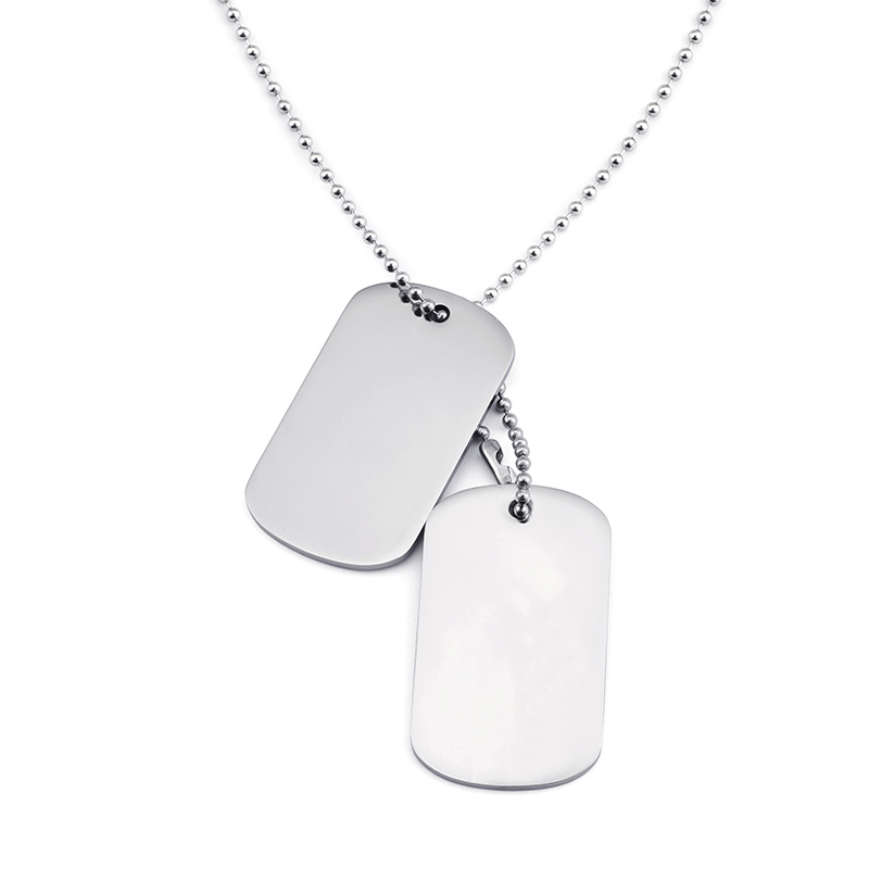 High Polished Rectangle Stainless Steel Pendant Necklace Gold Plated Military Card Students Dog Tag Pendants Jewelry