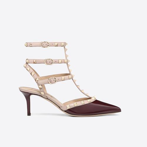 Sandals Designer Pointed Toe 3-Strap with Studs high heels genuine Leather rivets Women Studded Strappy Dress Shoes slingbacks pumps