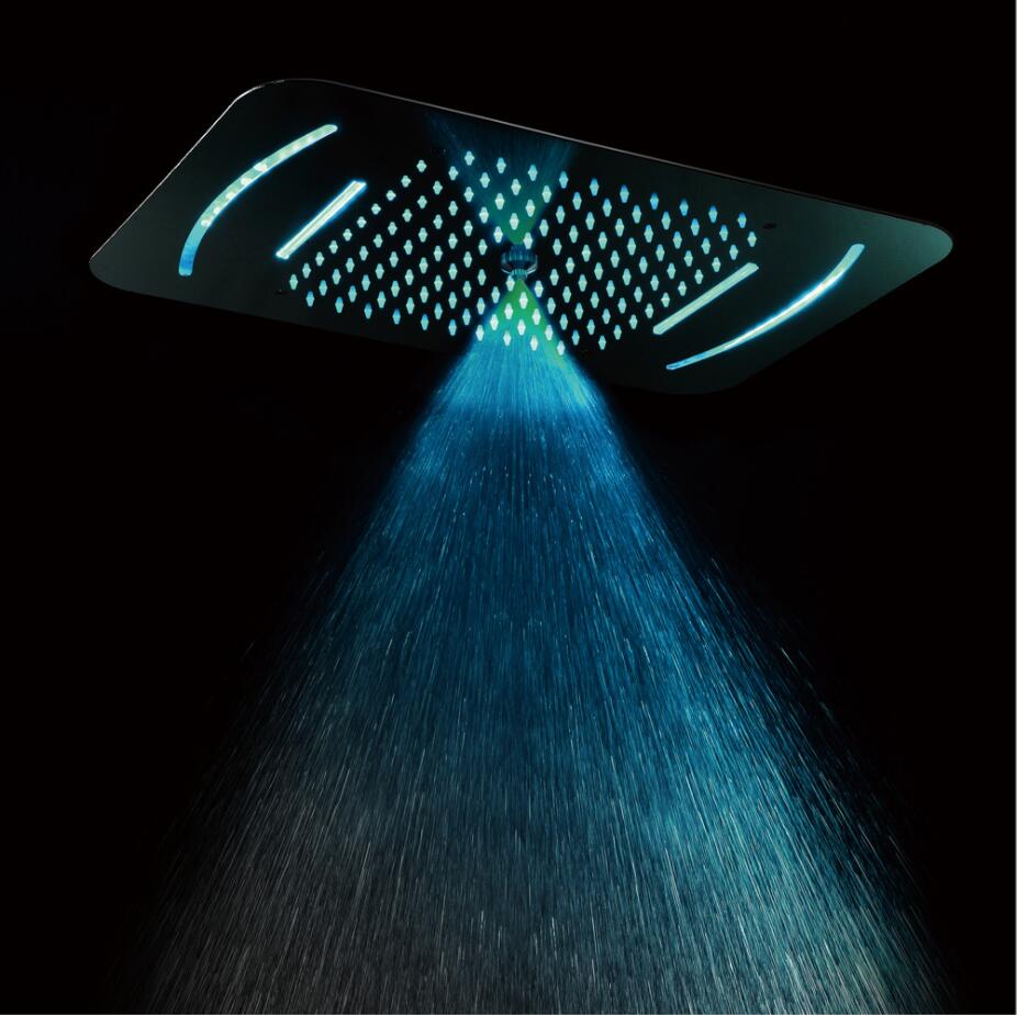 

HOT SALE Electricity Power LED Embeded ceiling Shower Head made of SUS304 large size 380x580mm Three functions rainfall waterfall massage