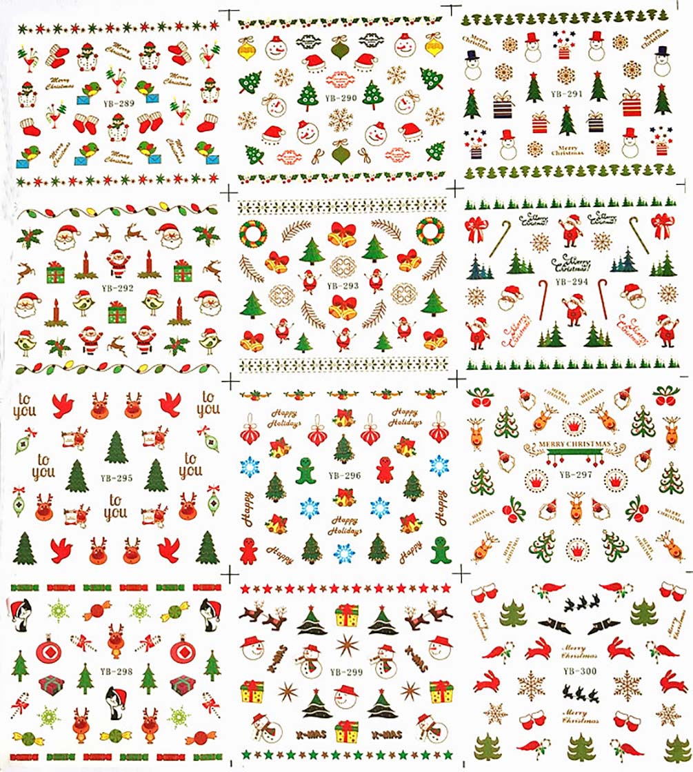 Cute Lady Christmas Nail Decals Stickers Stars Christmas Style Xmas Tree Santa Bell Finger Beauty Wraps Star DIY Nails Art