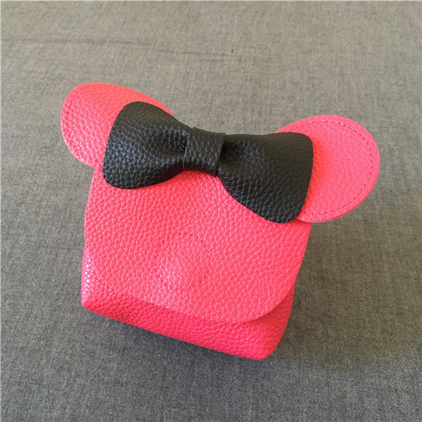 Monsisy Girl Coin Purse Children Wallet Kid Small Change Purse Money Bag Toddler Coin Box Pouch Mouse Head Bow Baby Mini Handbag