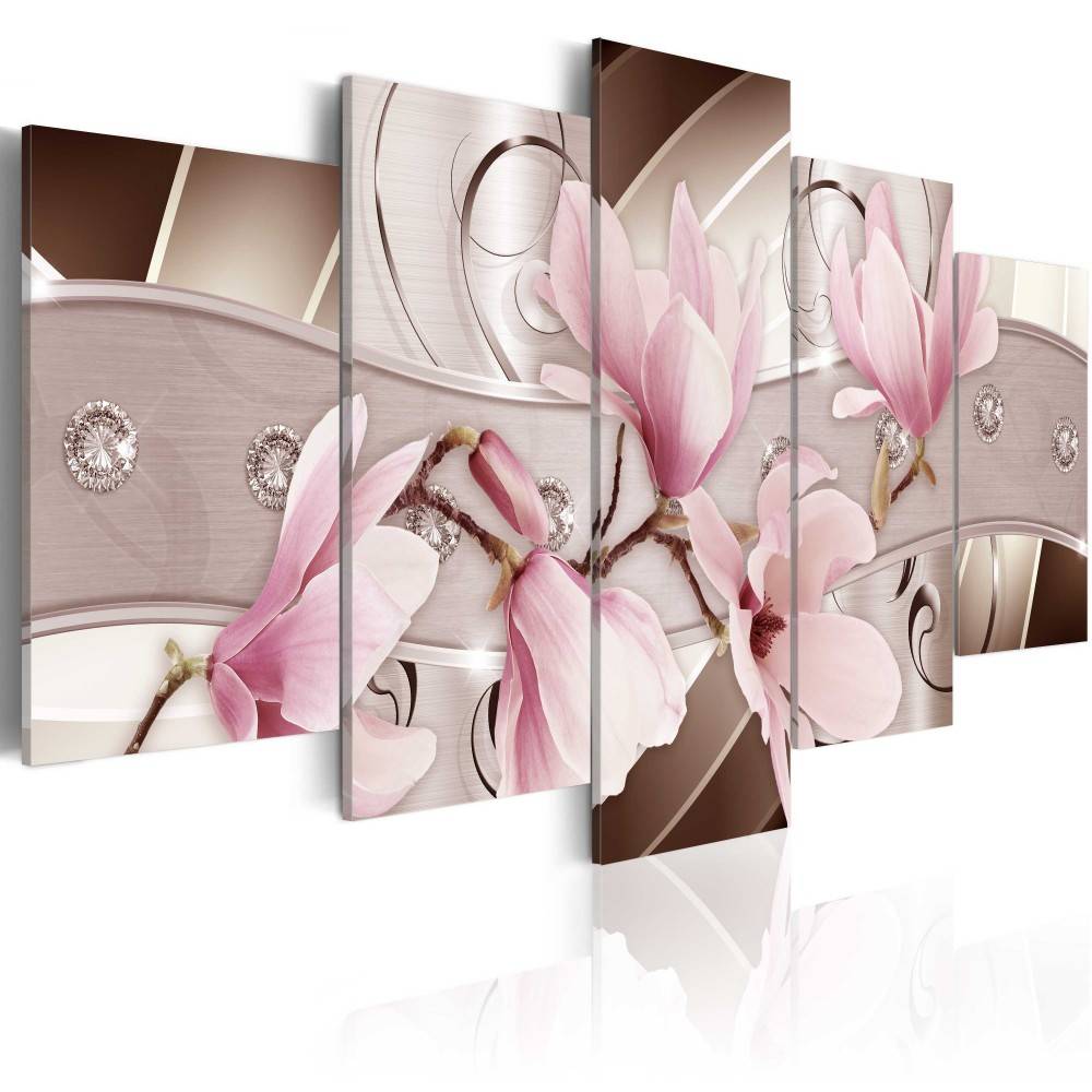 2019 Unframed 5 Panel Framless Diamond Flower Canvas Prints Painting Picture Ginkgo Biloba Flowers Picture Art Home Wall Decor