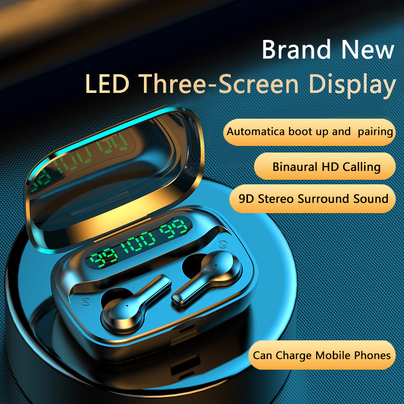New Bluetooth R3 Earphone LED TWS with Microphone Earphones Waterproof Noise Cancel Headset Earbuds tws bluetooth earphone, Black
New Bluetooth R3 Earphone LED TWS with Microphone Earphones Waterproof Noise Cancel Headset Earbuds tws bluetooth earphone, Black