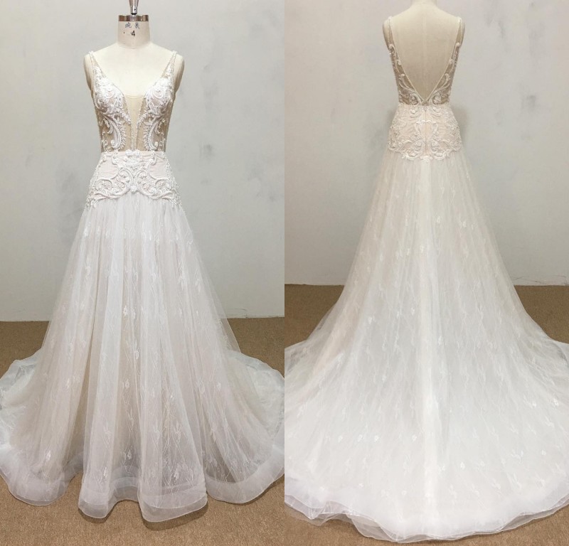 Bohemian A Line Luxury Wedding Dresses Tulle Lace Applique Beads Formal Dress Spaghetti Sleeveless Backless Sweep Train Bridal Gowns, Same as image
Bohemian A Line Luxury Wedding Dresses Tulle Lace Applique Beads Formal Dress Spaghetti Sleeveless Backless Sweep Train Bridal Gowns, Same as image