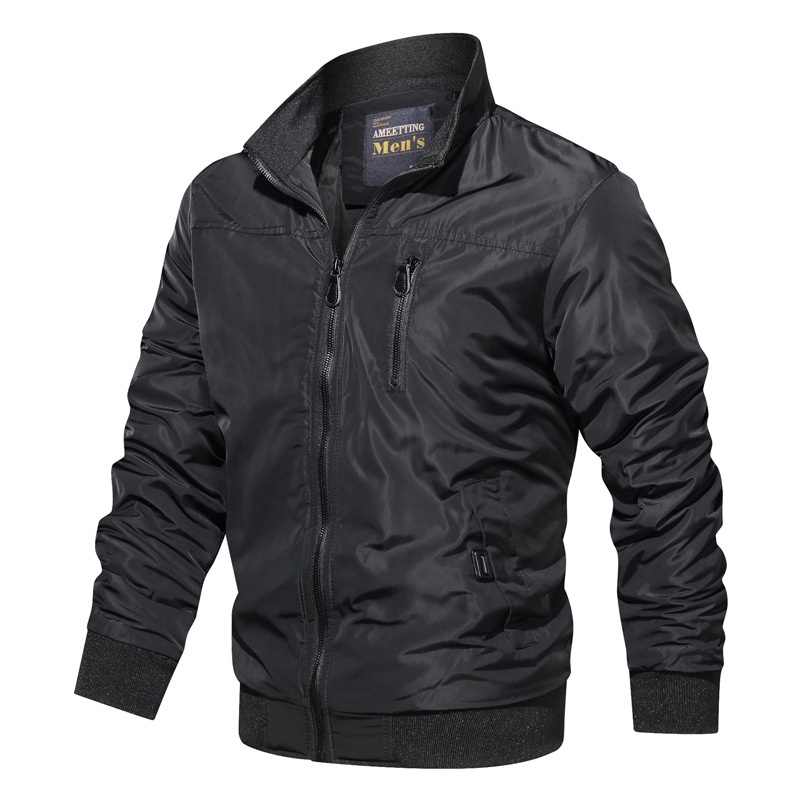 Leather fall solid color collar casual men's jacket Slim youth flight suit men support mixed batch