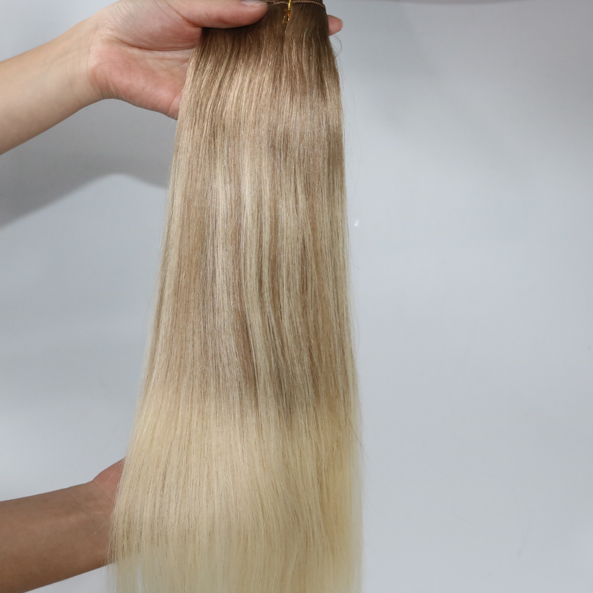 #8 60 Balayage Human Hair Extensions Ombre Medium Brown Ombre Hair #613 #60 Light Blonde With Highlights 100gram