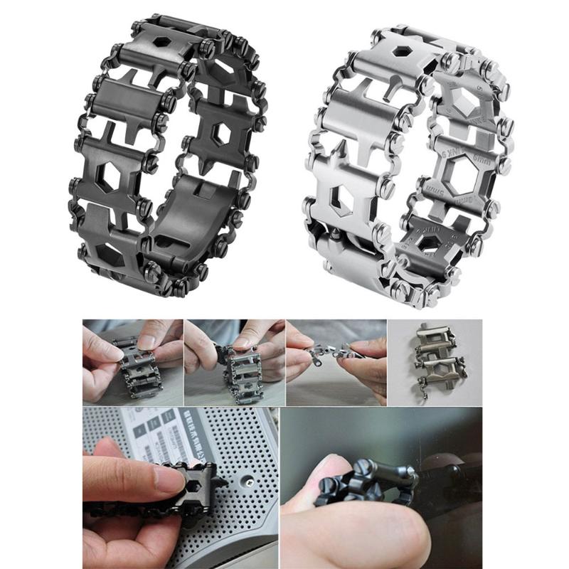 29 in 1 Multi Tool Bracelet Tread Bracelet Stainless Steel Outdoor Bolt Driver Tools Kit Travel Wearable Camping Emergency Kit
29 in 1 Multi Tool Bracelet Tread Bracelet Stainless Steel Outdoor Bolt Driver Tools Kit Travel Wearable Camping Emergency Kit