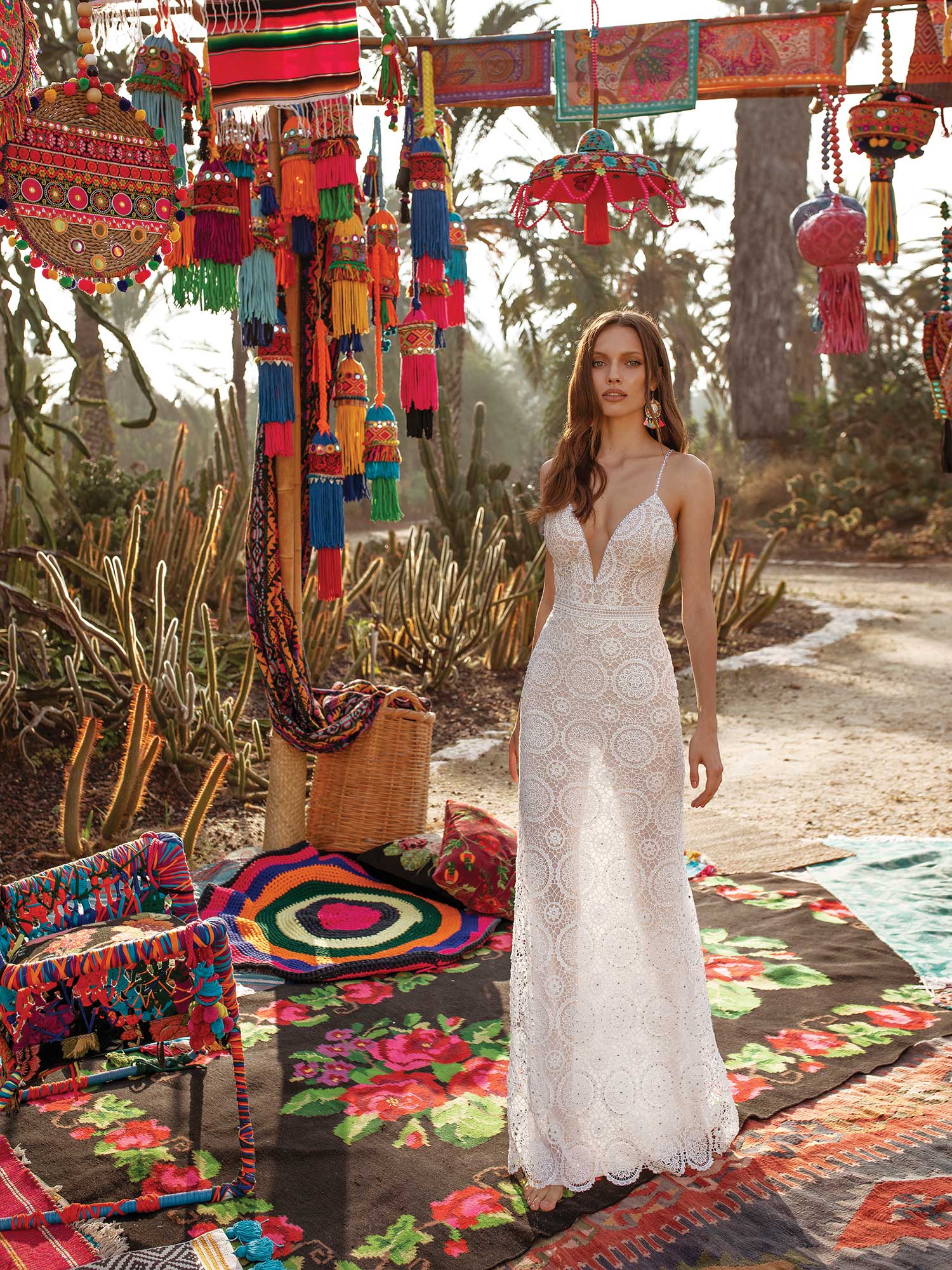 asaf dadush lace wedding dresses beading spaghetti straps bohemian bridal wedding gowns backless floor length robes de marie