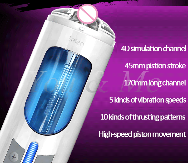 Detonation Speed Piston Hands Free 10 Function Retractable USB Recharge Male Automatic Masturbator, Sex Products Adult Sex Toys Y191010