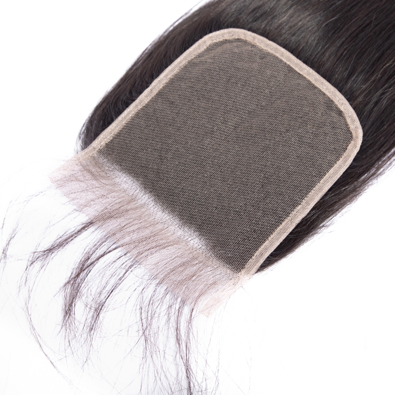 Mongolian Human 5X5 Lace Virgin Hair Closure 5*5 With Baby Hairs Top Closures 12-24Inch Natural Color