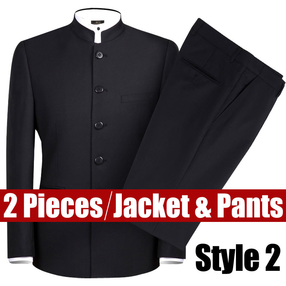 Black Chinese Tunic Men's Traditional Stand Collar Suits Apec Leader Costume Male Embroidery Dragon Totem Suit Big size 4XL C18122501