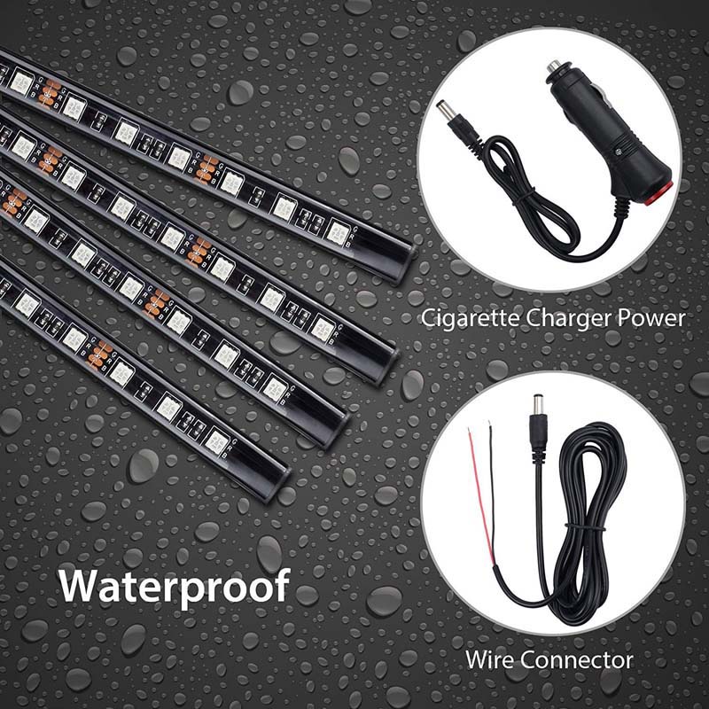 Car Bluetooth Underglow Light Wireless Chassis Light 90x120cm Atmosphere Decorative Bar Lights Remote Lighting Kit with Sound Control