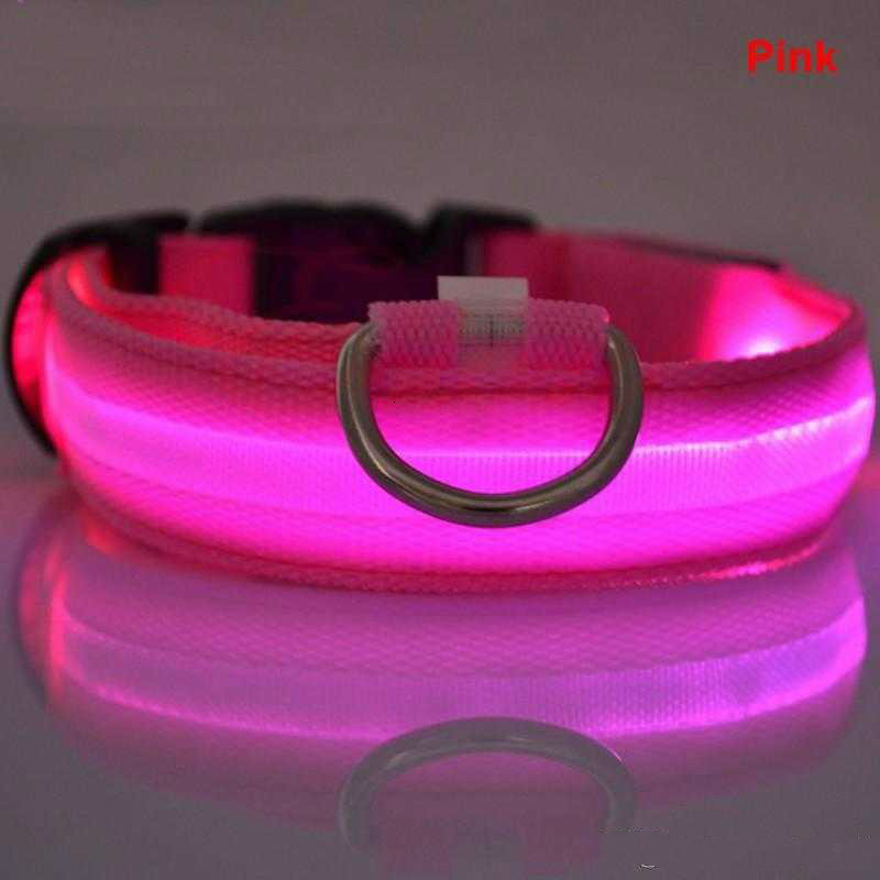 Dog collar Nylon LED Pet Dog Collar Night Safety Flashing Glow In The Dark Dog Leash Dogs Luminous Fluorescent Collars Pet Supplies