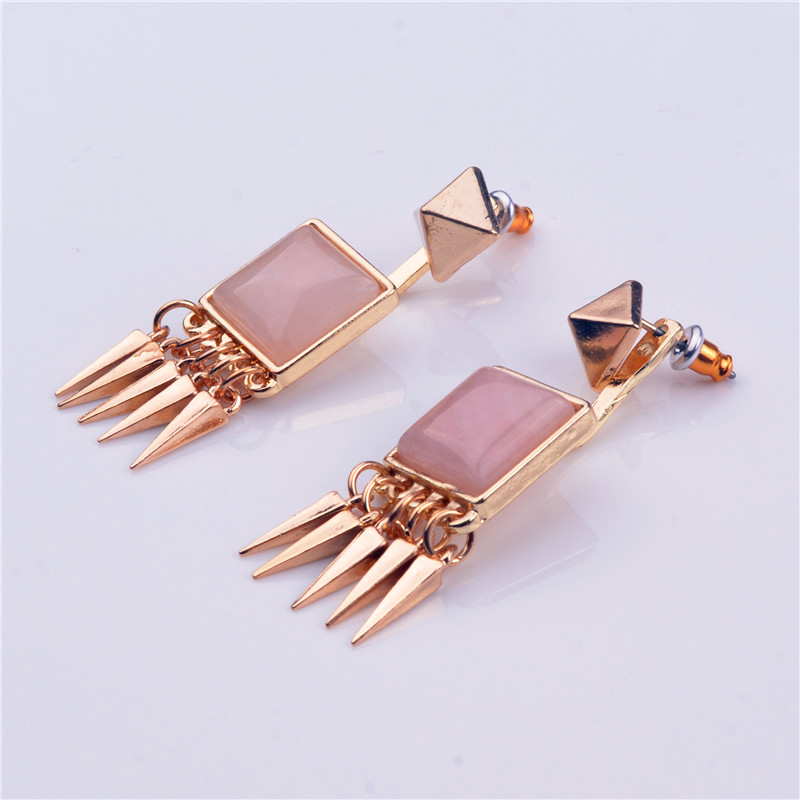 Natural stone alloy tassel earrings ladies clothing charm stainless steel Easter gift earrings