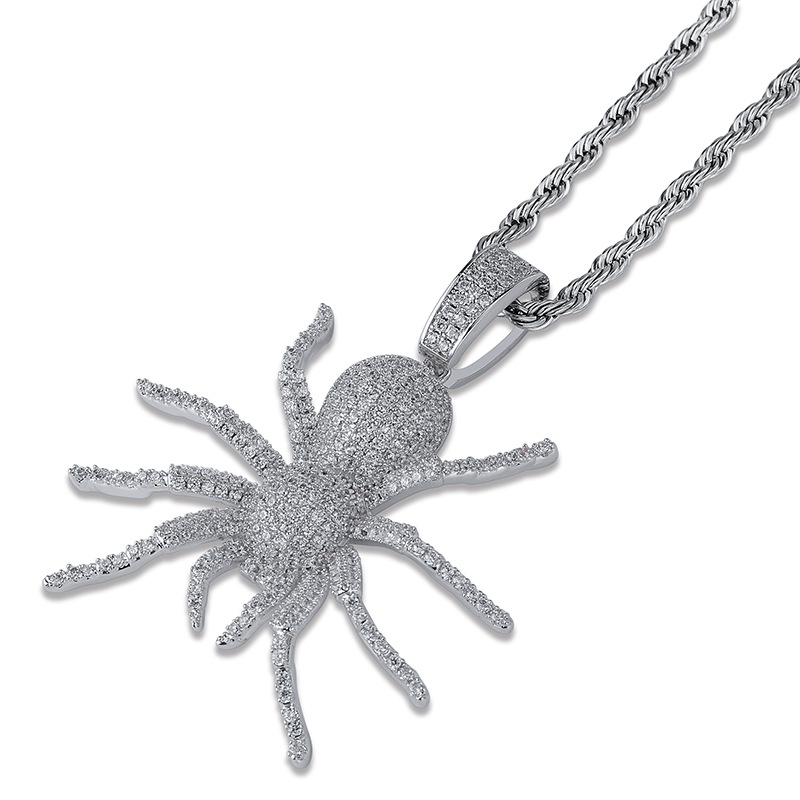 Hip Hop Boutique Spider Pendant Men's Bling 18K Real Gold Necklaces Jewelry