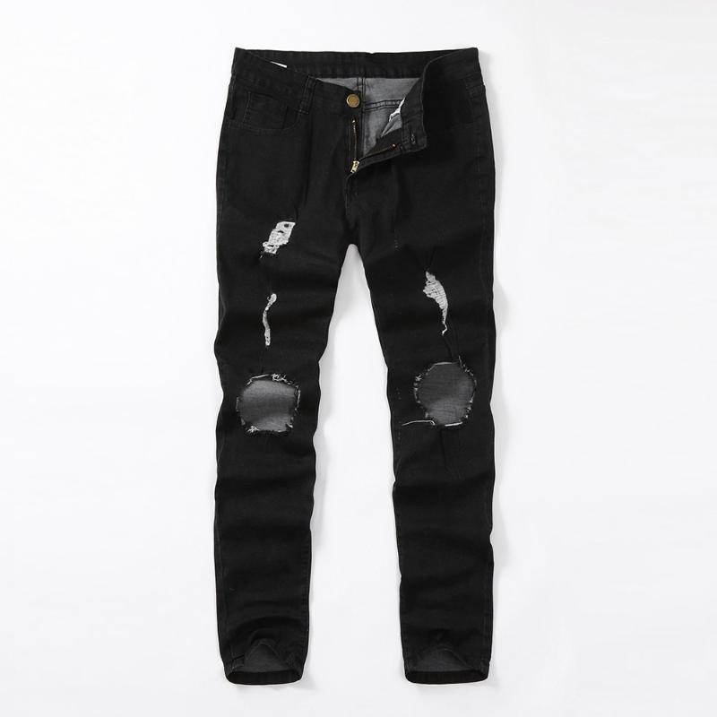 Hot Sales Fashion Mens Skinny Stretch Denim Pants Distressed Ripped Freyed Slim Fit Jeans Trousers High Quality And Comfortable