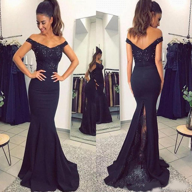 Navy Blue Mermaid Evening Dresses Off Shoulder Satin Sequined Beaded Lace Applique Sweep Train Zipper Back Long Evening Party Gowns, Pink
Navy Blue Mermaid Evening Dresses Off Shoulder Satin Sequined Beaded Lace Applique Sweep Train Zipper Back Long Evening Party Gowns, Pink