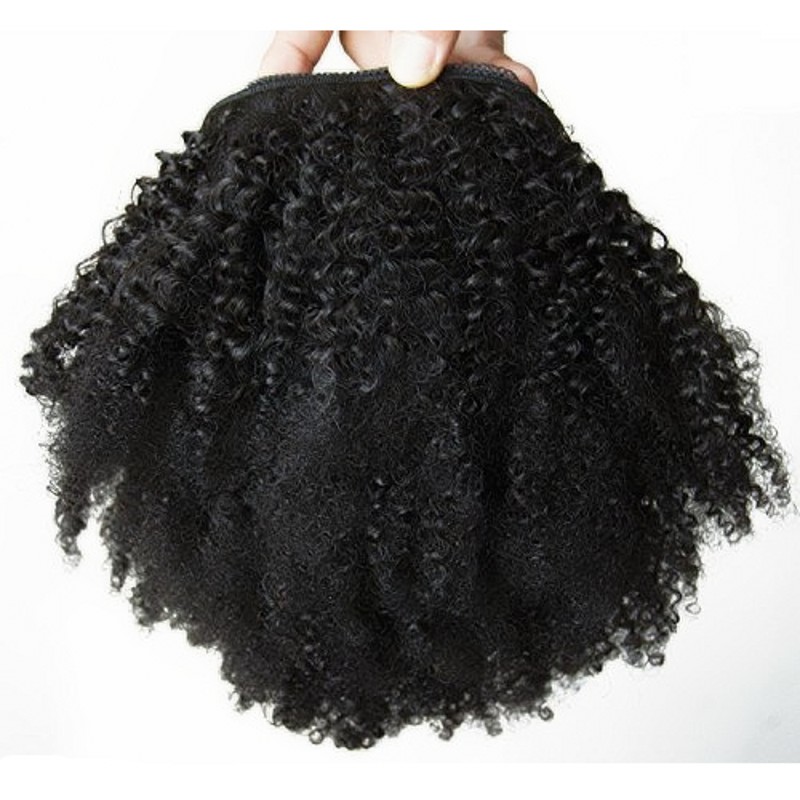 120g Afro Kinky Curly Ponytail For Black Women Natural Black Remy Hair 1 Piece Clip In Ponytails Drawstring 100% Human Hair