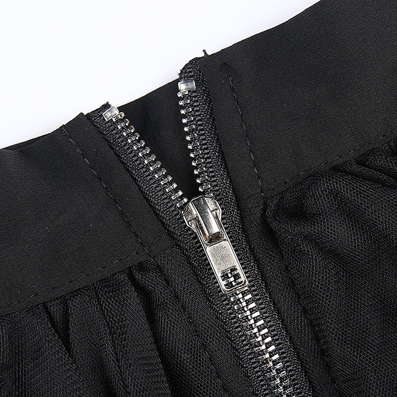 Women Mesh Hi-lo Tutu Skirt Casual Street Style High Waist Zipper Petticoat Plus Size S-3XL Long Irregular Black Trumpet Falda Jupe
