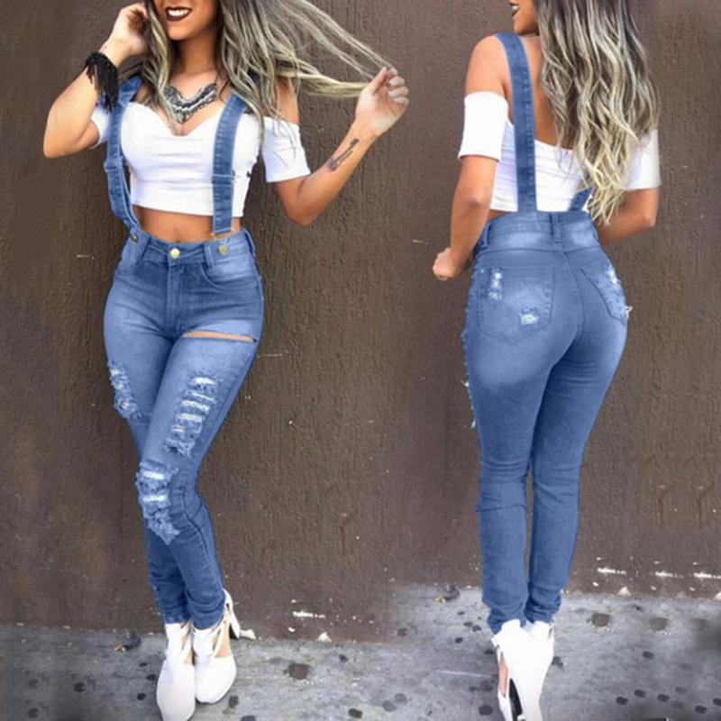 Fashion Washed Denim Bib Woman' Jeans Overalls High Waist jeans Femme Denim Jumpsuits Rompers Ripped for Women Vaqueros, Blue
Fashion Washed Denim Bib Woman' Jeans Overalls High Waist jeans Femme Denim Jumpsuits Rompers Ripped for Women Vaqueros, Blue