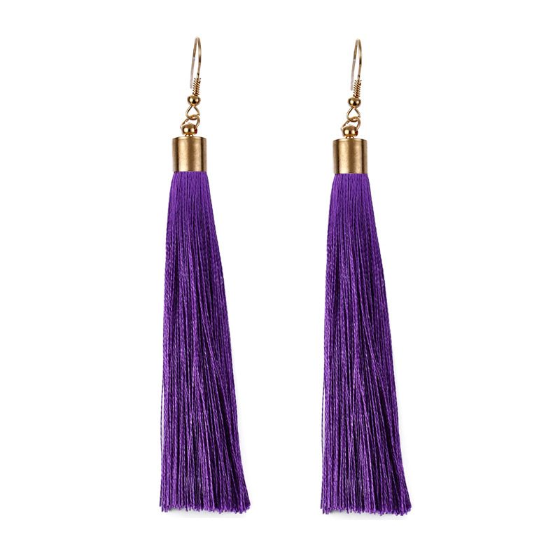 Women's long tassel pendant earrings girls tassel earrings elegant temperament Valentine's Day birthday party wild gift